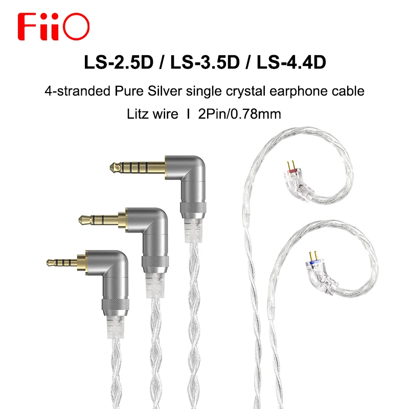 Fiio Ls-2.5D Ls-3.5D Ls-4.4D 2.5/4.4Mm Bilanciato 3.5Mm Cavo Di Ricambio Per Auricolari A 2 Pin 0.78Mm A Estremità Singola