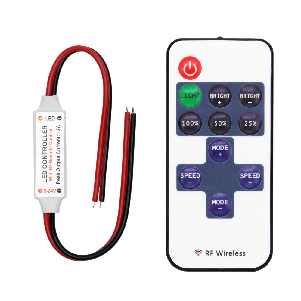 

LED Strip Controller Mini Dimmer RF Remote DC 5V 12V 24V Controller For LED 5050 2835 Strip Single Color