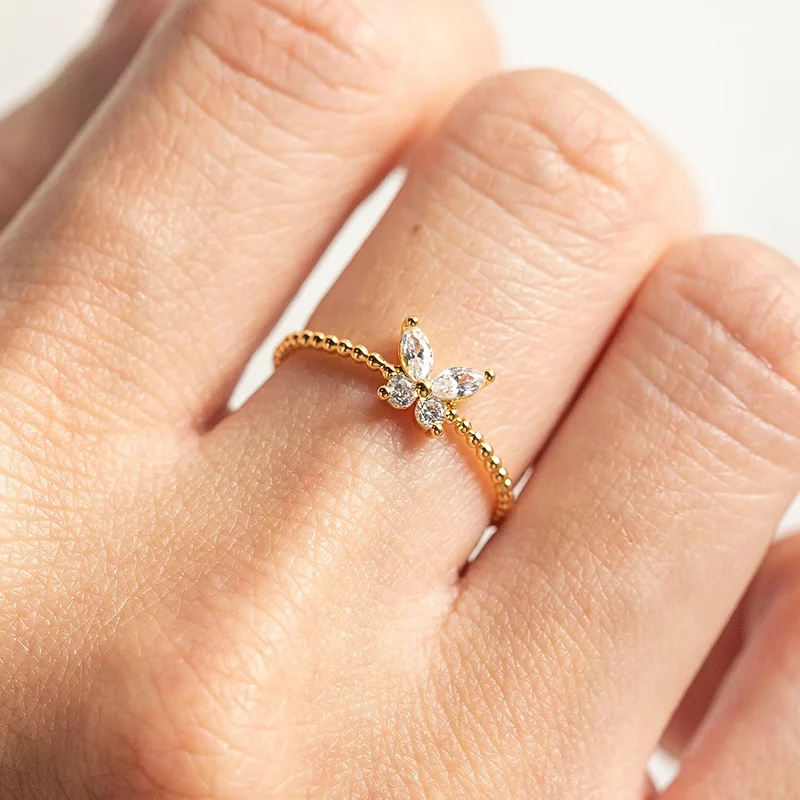 Trend Women Rings Crystal Butterfly Finger-Ring Charm Simple Couple Wedding Rings Designed For Women Birthday Gift Jewelry finger ring wedding rings couples rings wedding ring