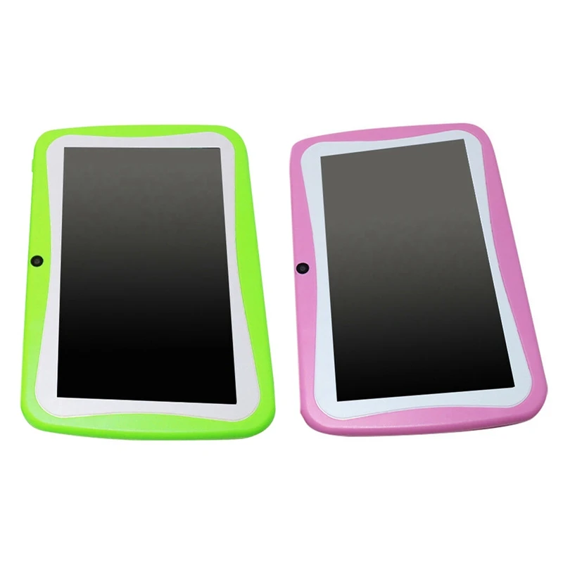 

2 Pcs 7 Inch Kids Tablet Android Dual Camera Wifi Education Game Gift for Boys Girls EU Plug, Green & Pink