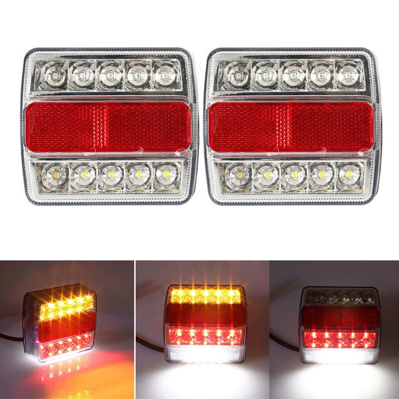 

2pcs Rear Led Trailer Tail Lights Kit Truck Waterproof Universal 12v 15led Campers Trailer Taillights