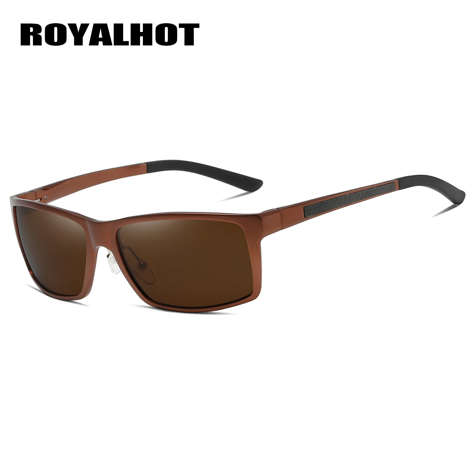 RoyalHot, мужские, женские, поляризационные, алюминиево-магниевые, прямоугольные солнцезащитные очки, для вождения, солнцезащитные очки, солнцезащитные очки, мужские, 900p66 - Цвет линз: Brown