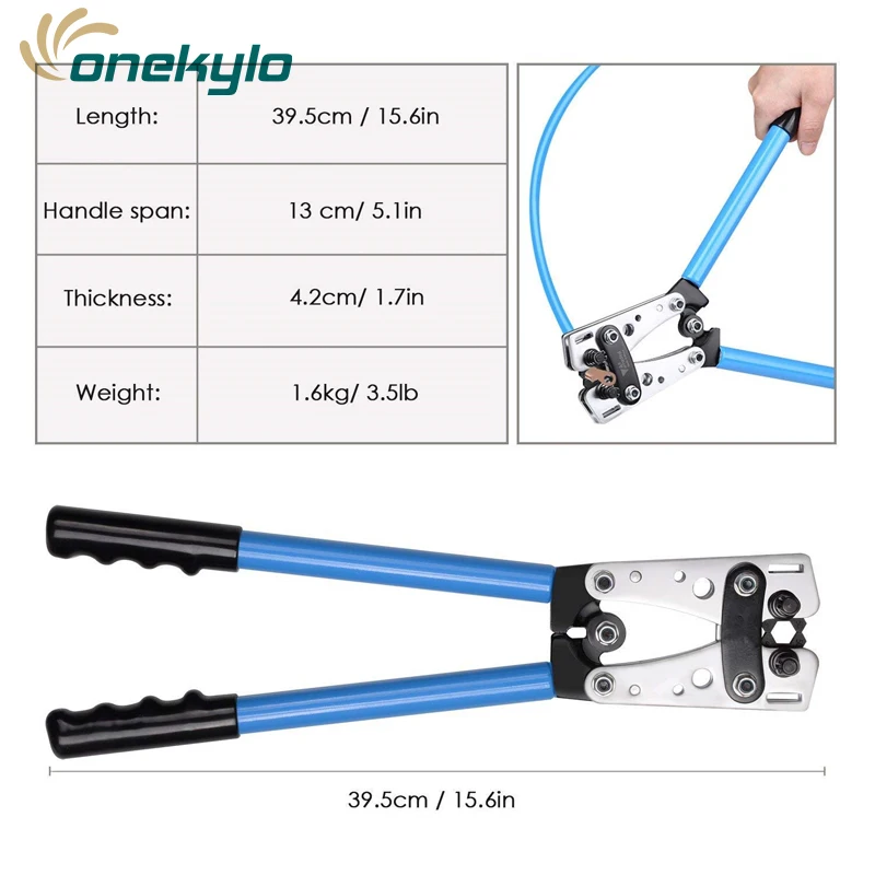 HX-50B Batterij Kabelschoen Krimptang Draad Crimper Hand Ratchet Terminal Crimp Tangen Voor 6-50mm ² 1-10AWG Met Kabel Cutter