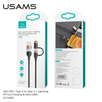 USAMS 60w USB C PD Fast Charger 4 in 1 USB Type C To Type C Lightning Cable for Iphone 12 pro max ipad pro Samsung huawei Xiaomi Tablets