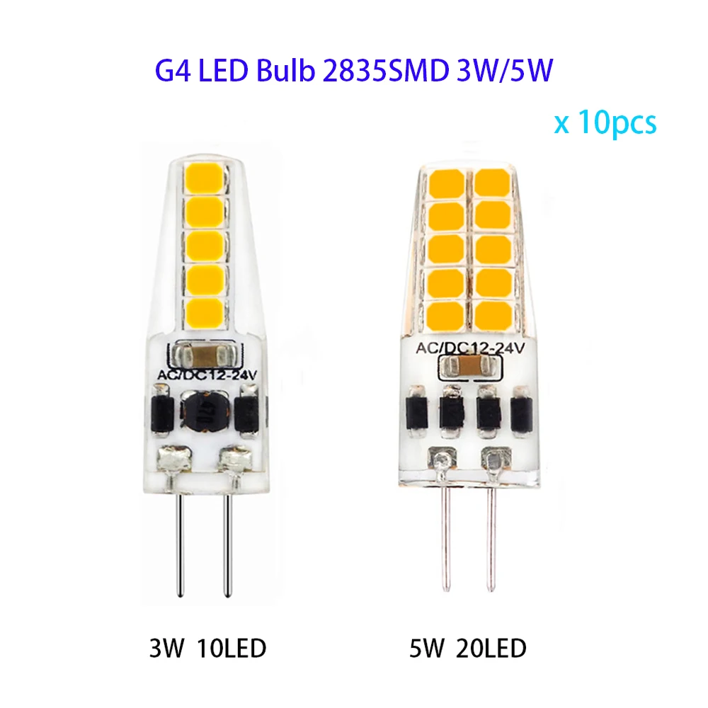 G4 LED Bulb ACDC12-24V 3/5W Super Bright Energy Saving Mini Corn Table Lamp 2835 SMD Spotlight Replace Halogen Lights Chandelier