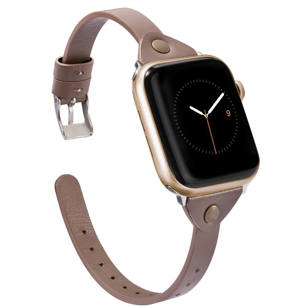 Ремешок из натуральной кожи для iWatch 38/40/42/44 мм, Смарт-часы, браслеты, аксессуары, ремешок для Apple Watch, серия 5 4 3 2 1 - Цвет ремешка: PGy