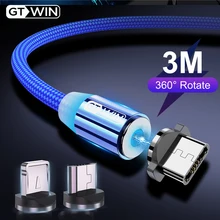 GTWIN Магнитный кабель для быстрой зарядки Micro usb type C зарядное устройство для iPhone 11 XR 7 samsung S9 S10 быстро магнитные телефонные кабели 1 м/2 м/3 м