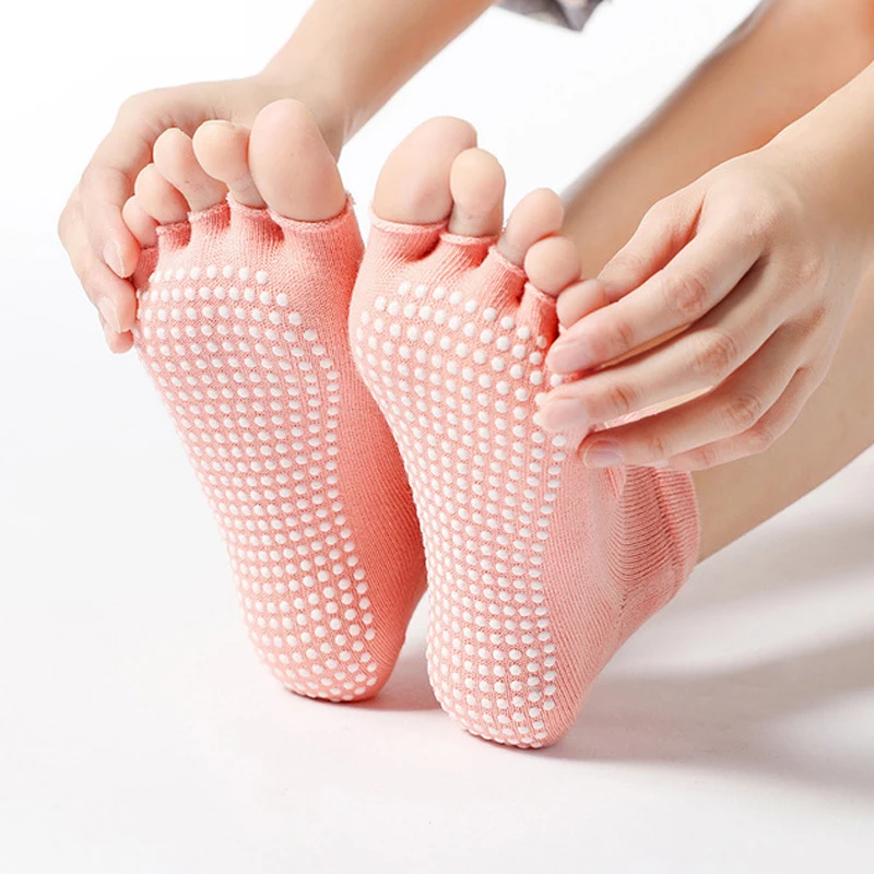 Yoga Socks Women Dance Half Toe Ankle Grip Short Backless Pilates Non Slip Five Finger Yogilates Meias Fitness Socking | Спорт и