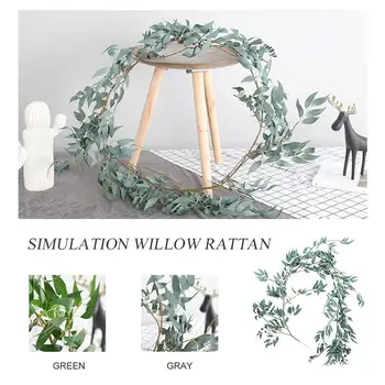 

SOLEDI Gray/Green Creative Artificial Eucalyptus Rattan Wedding Restaurant Photo Props Fashion Artificial Willow Vine Party