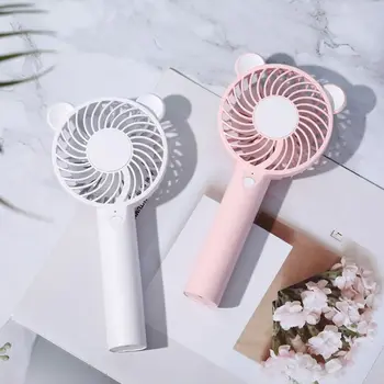 

Cute Bear Cartoon Handheld USB Rechargeable Fan With LED Light Cooler Portable 3 Speed Adjustable Desktop Cooling Fan 10166