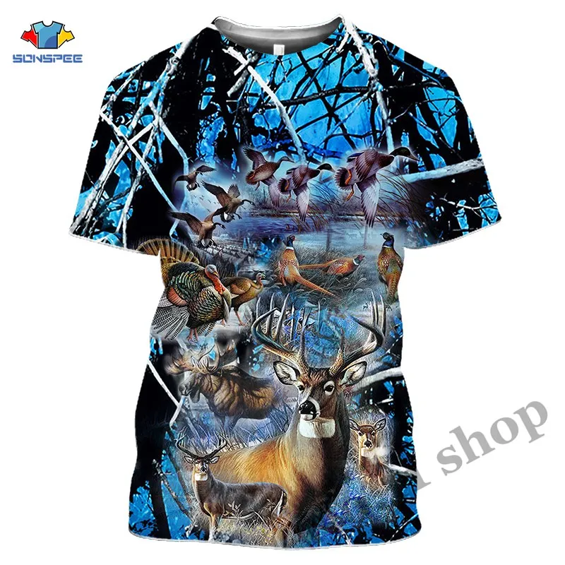 Animal Deer Anime 3D Print Camo T Shirts Elk Hunter Men's Clothes Women Funny Hunting T-shirt Harajuku Tops Homme Short sleeve (11)