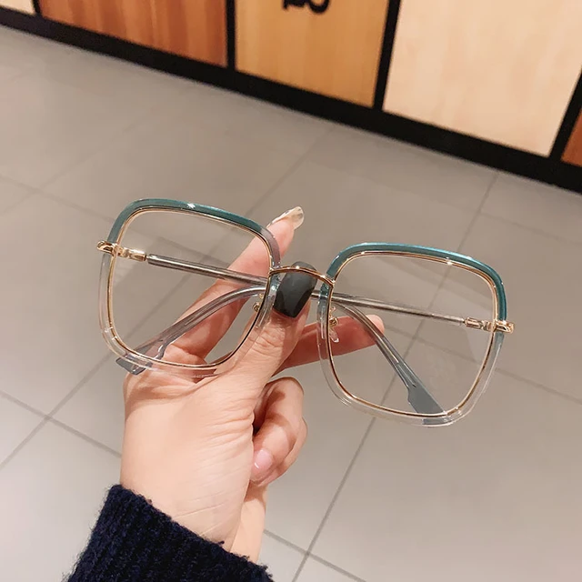 Occhiali da vista quadrati anti blu con stampa trasparente verde per donna  lega Leopard Oversize Computer miopia montatura per occhiali tonalità  femminili|Women's Eyewear Frames| - AliExpress