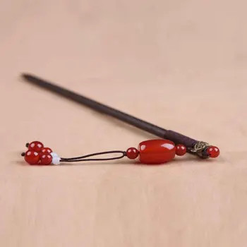 

Kanzashi Hair Stick Red Agate Tassel Chinese Japanese Style Kimono Yukata Accessories Hair Pin Bun Holder HS020
