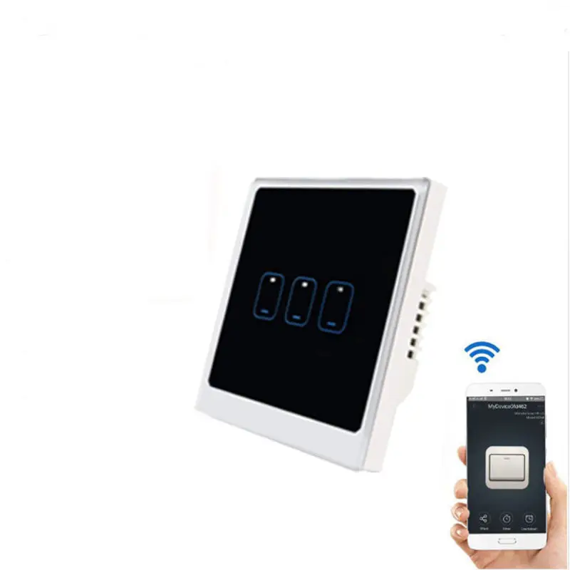 Wi-Fi переключатель, стандарт ЕС, 3 комплекта, 1 способ, светильник, настенный контакт, умный переключатель через Android/Ios, управление, ЕС штекер