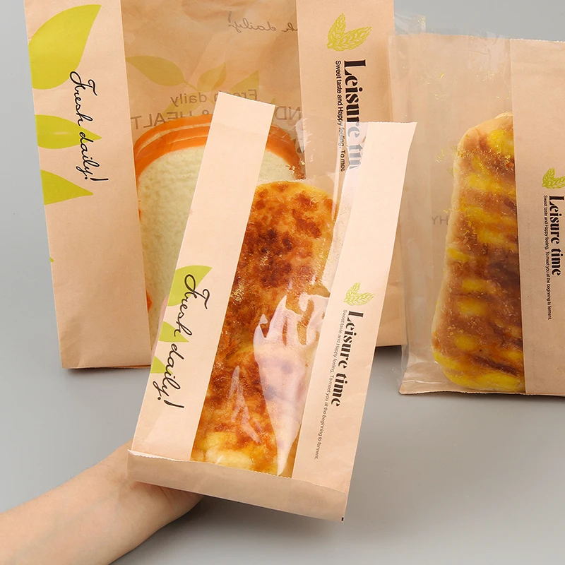 Мешки для выпечки маслостойкий бумажный пакет с цветным покрытием с прозрачным окном для выпечки хлеба печенья упаковка еды шоколад контейнер для сладостей