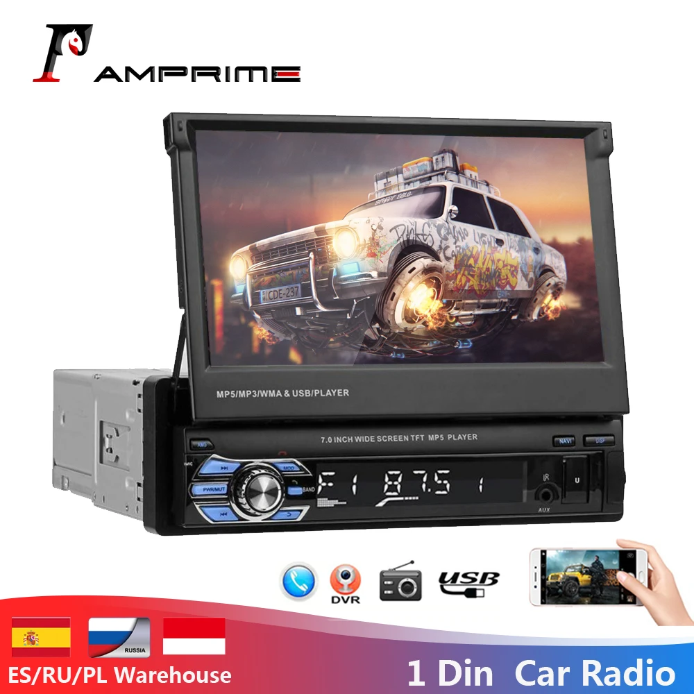 Автомагнитола AMPrime 2 din мультимедийный проигрыватель с bluetooth FM USB AUX 12 В HD выдвижная