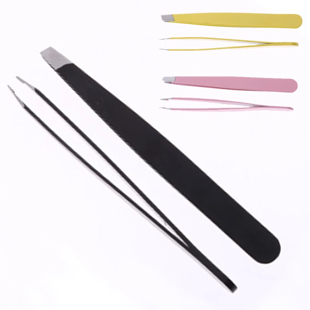 Eyebrow Tweezer Clips Removal Non Slip Slanted Mouth Simple Home Hair Small Professional Stainless Steel Makeup Tools Thicken