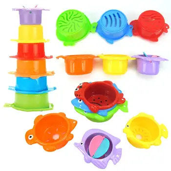 

11Pcs Colorful Animal Bathroom Shower Stacking Cup Kids Baby Bath Water Play Toy