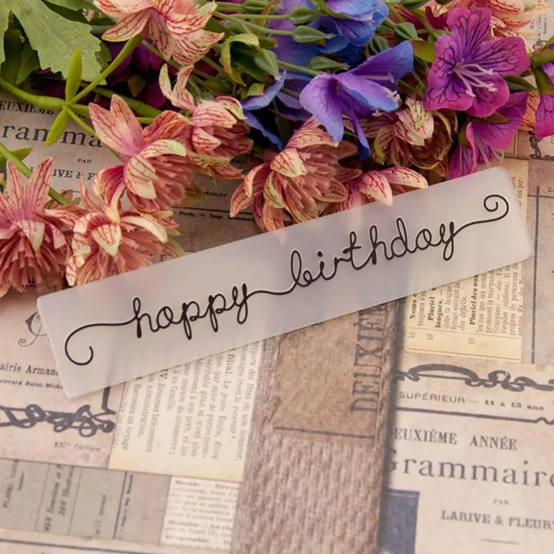 

Plastic Embossing Folder Template DIY Scrapbook Photo Album Card Craft Happy Birthday E65B