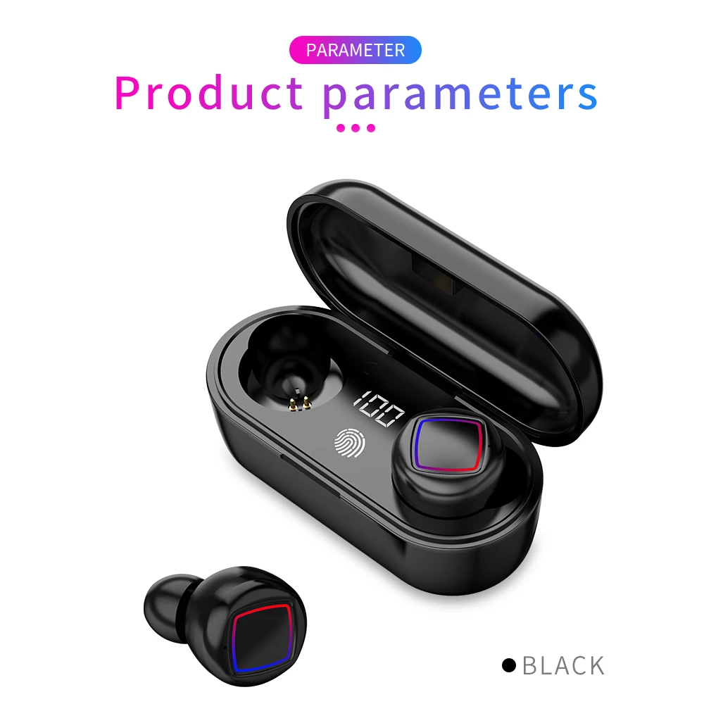 Black HMB11 Bluetooth наушники TWS светодиодный цифровой дисплей шумоподавление Гарнитура ушной разъем отпечатков пальцев сенсорная гарнитура Водонепроницаемый с микрофоном - Цвет: Black
