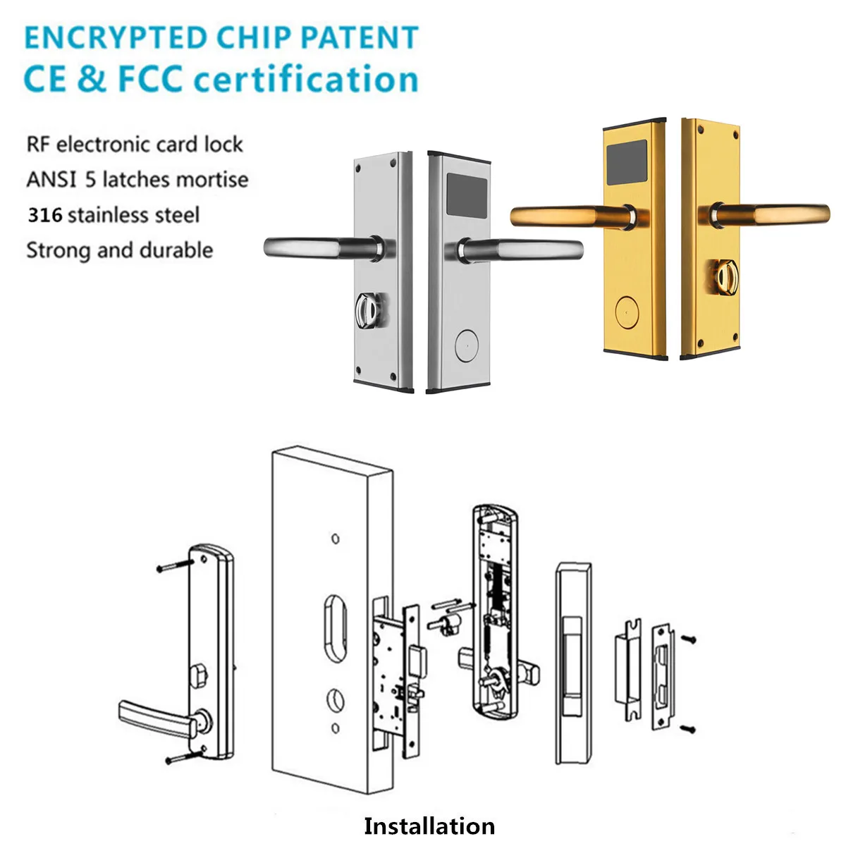 Safurance цифровой карточный замок Безопасность Интеллектуальная RFID цифровая карта ключ разблокировка нержавеющая сталь замок двери гостиницы замок двери