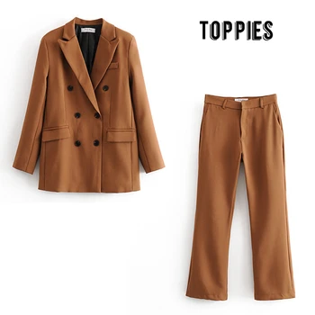 

ladies suit set formal two piece set for women blazer double breasted work jacket coat 2020 spring