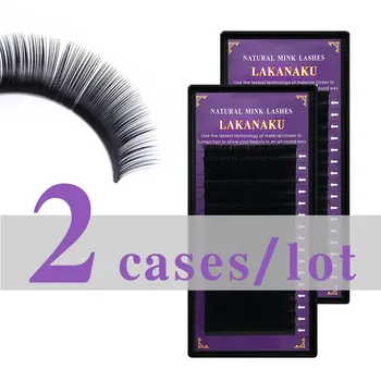 

LAKANAKU 16 Rows 2case/lot 8-17mm Faux Mink Individual Eyelash Lashes Soft Material Eyelash Extension false mink Eyelashes