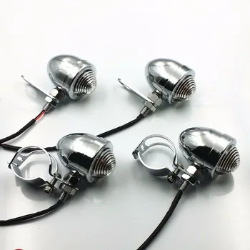 

12V Chrome Turn Signals + Fork Clamps +Shock Bracket Relocater Cafe Racer Cruiser CB Bobber