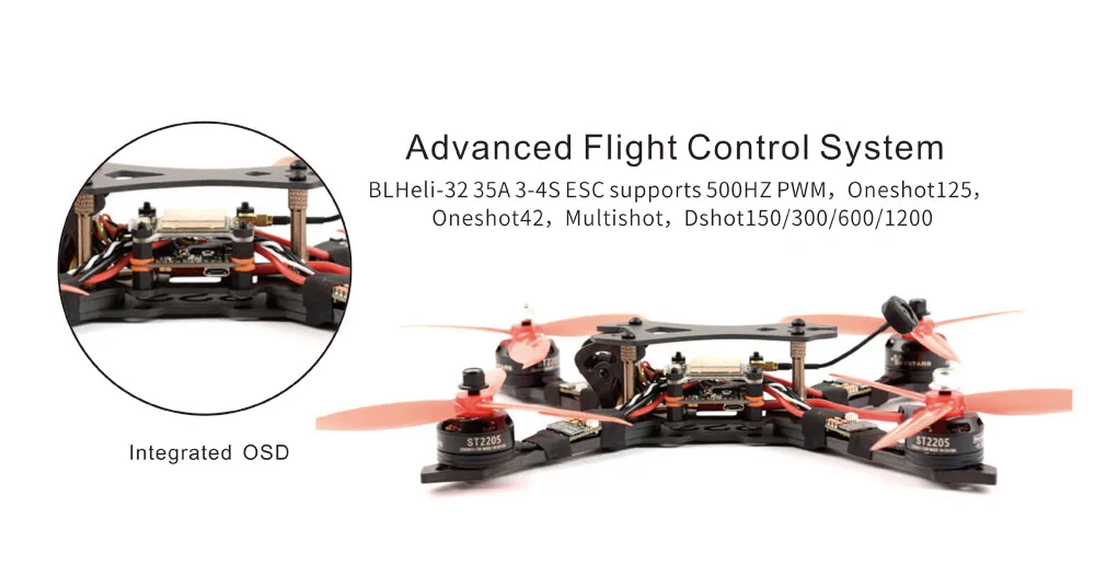 Skystars STX225 новичок DIY версия FPV гоночный Радиоуправляемый Дрон комплект версия RGB35A BLHEL32 2205 2300kv двигатель 600 мВт VTX 1200TVL камера