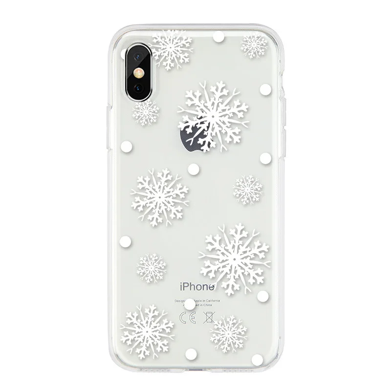 Мягкий силиконовый чехол со снегом для iPhone 11 Pro Max X XS чехол для Max XR Рождественская елка снежинка чехол для iPhone 6 6S 7 8 Plus оболочка - Цвет: 1