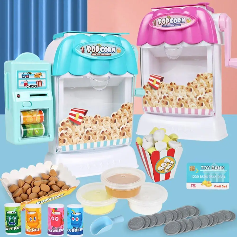 

Children Play House Educational Toys Popcorn Machine Sound And Light Simulation Drinks Vending Vending Machine Toys