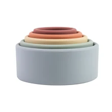Jouets éducatifs Montessori pour bébés, gobelets empilables en Silicone, tour pliante colorée, cadeau d'intelligence, jouets de bain pour nourrissons 