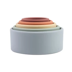 Brinquedos educacionais montessori, copo de silicone dobrável, brinquedo infantil, torre dobrável, presente inteligência colorida, banho, água