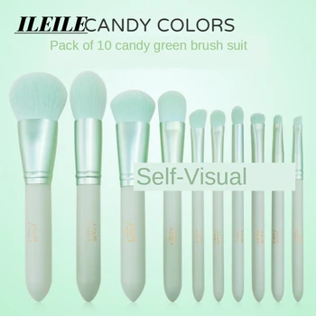 

Ten Candy-Colored Solid Wood Brush Handle Fiber Hair Makeup Brush Set Loose Brush concealer brushAdvanced synthesis