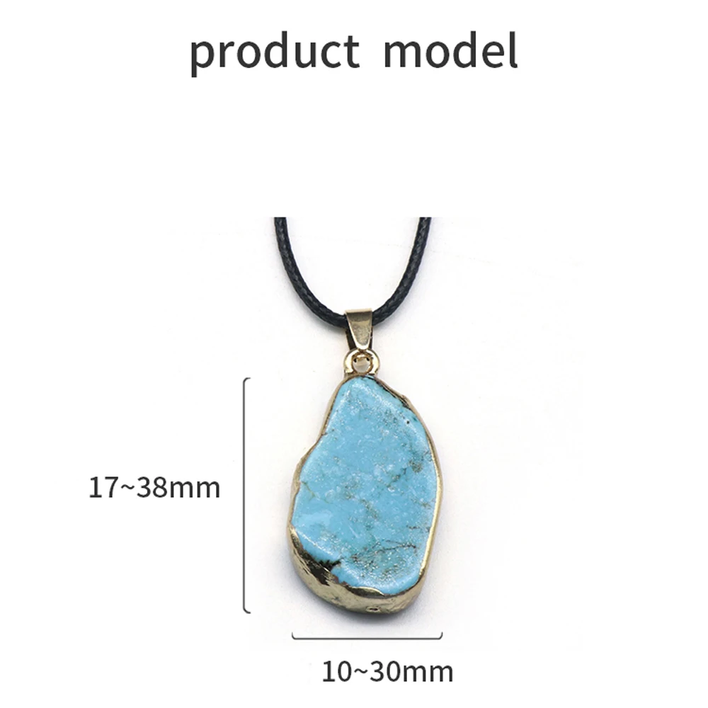 5PCS Irregular Natural Semi-precious Stone Blue Turquoise Pendant Necklace DIY Charm Necklaces Making Jewelry Gift Wholesale