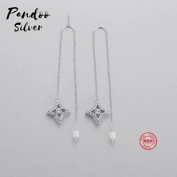 

PANDOO Fashion Charm Sterling Silver Original 1:1 Copy, Star Long Chain Glamour Fashion Earrings Women Luxury Jewelry Gifts