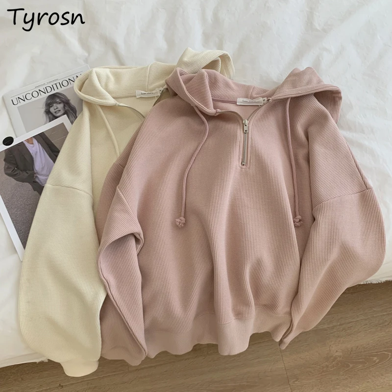 

Худи женское однотонное с капюшоном, на молнии, в стиле ретро