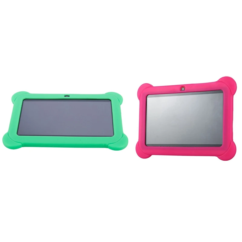 

2 Pcs 4GB Android 4.4 Wi-Fi Tablet PC Beautiful 7 Inch Five-Point MultiTouch-Display - Special Kids Edition, Pink & Green