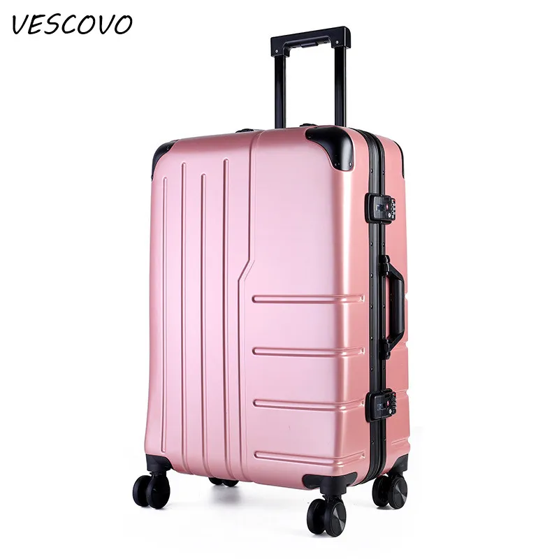 VESCOVO 20 &quot22&quot 24 &quot26 дюймов высокое качество 100% алюминиевый каркас багажный PC