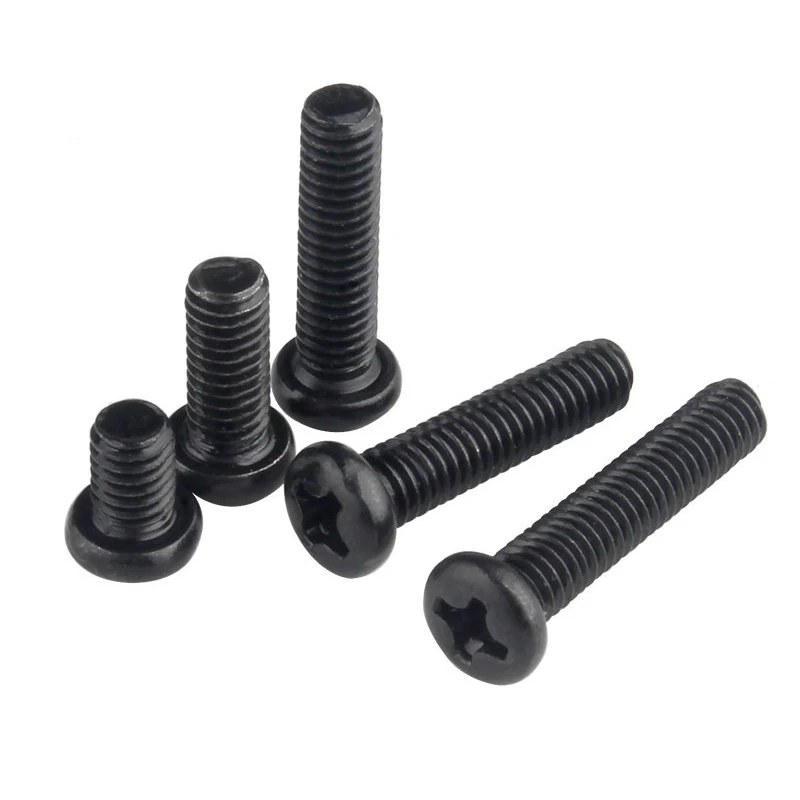 

20/50pcs Cross Recessed Pan Head Screw M1.2 M1.4 M1.6 M1.7 M2 M2.5 M3 M4 Carbon Steel Black Phillips Machine Screw GB818