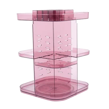 

HOT-360 Degrees Rotating Cosmetic Storage Rack Lipstick Jewelry Case Holder Display Stand Cosmetic Box Makeup Organizer(Wine Red