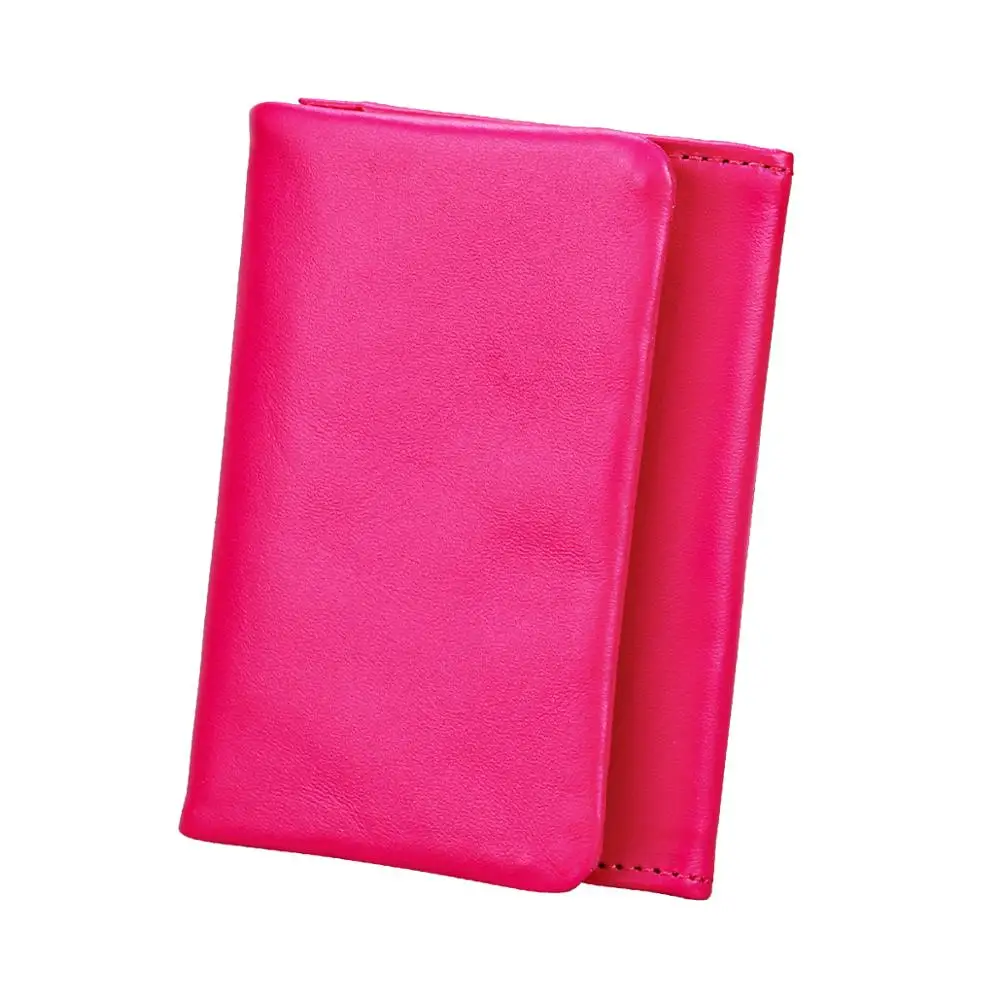 Кошелек из натуральной кожи для женщин и мужчин, короткий Роскошный кошелек для карт с карманом для монет - Цвет: Rose