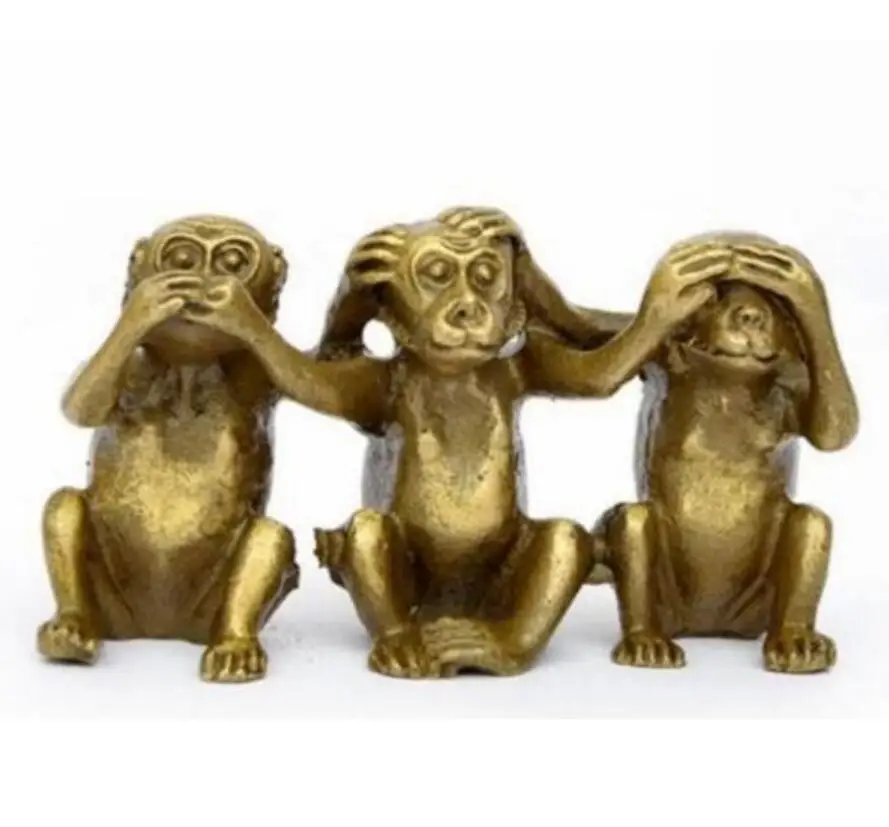 Медная Статуя коллекционные предметы латунь смотрите говорить не слышать зло 3