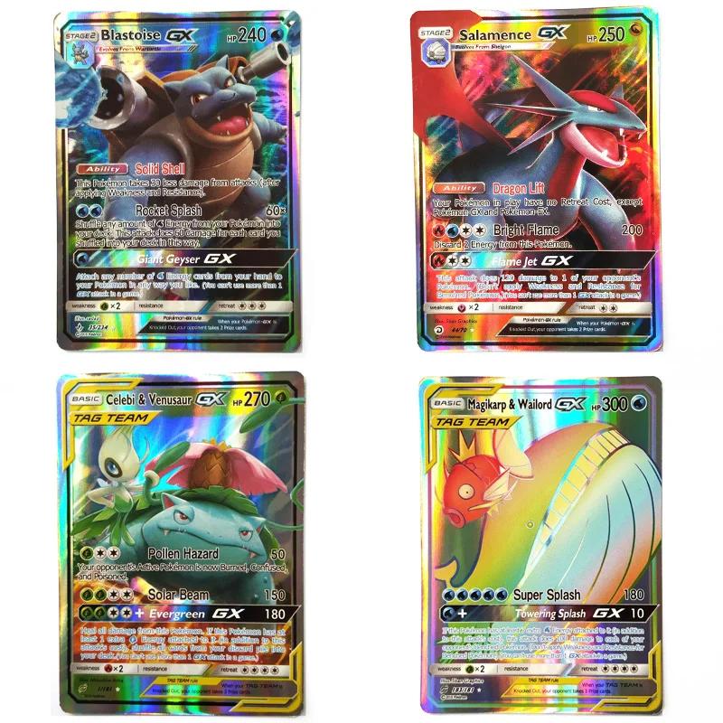 100/300 шт. Vmax GX Tag Team Shining TAKARA TOMY Pokemon Cards английская игра Battle Carte 200 торговые карты