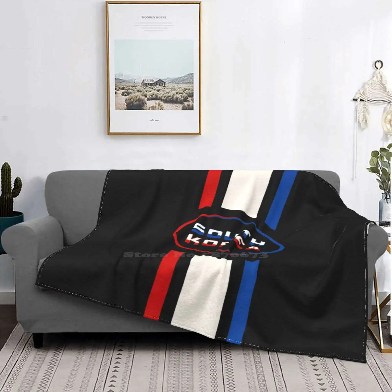 

South Korea Racing Stripes No. 1 Super Warm Soft Blankets Throw On Sofa / Bed / Travel Retro Vintage Old School Car Racing Muscl