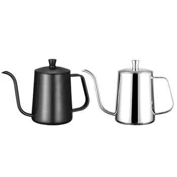 

2Pcs Stainless Steel Mounting Bracket Hand Punch Pot Coffee Pots with Lid Drip Gooseneck Spout Long Mouth Coffee Kettle Teapot 6