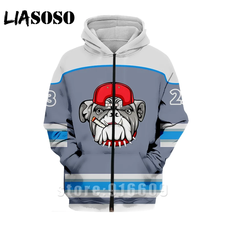 New Design Women Men 3D Print Animal Bulldog Hoodies Cosplay Jacket Sweatshirt Anime Harajuku Hoodie Hip Hop Dog Zipper Hoody (4)