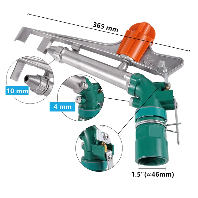 1,5 "Női Szál Forgási Rotációs Rocker Sprinkler Pisztoly Öntözés Permet Kerti Pázsit Nagy Terület Öntözőkészülék - Image 2