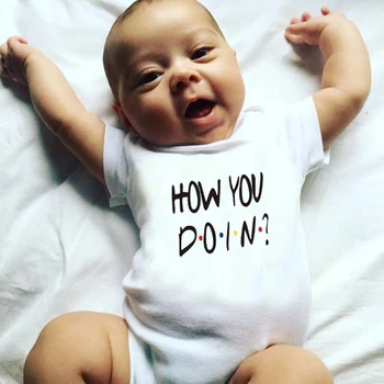 

Summer White Newborn Infant Baby Boys Girls Cotton Short Sleeve How You Doing Romper Jumpsuit Playsuit Baby Clothes