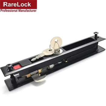 

LHX Christmas Supplies Sliding Door Lock Interior Black Color Locks Zinc Alloy with 2 Brass Key Funiture Latch d
